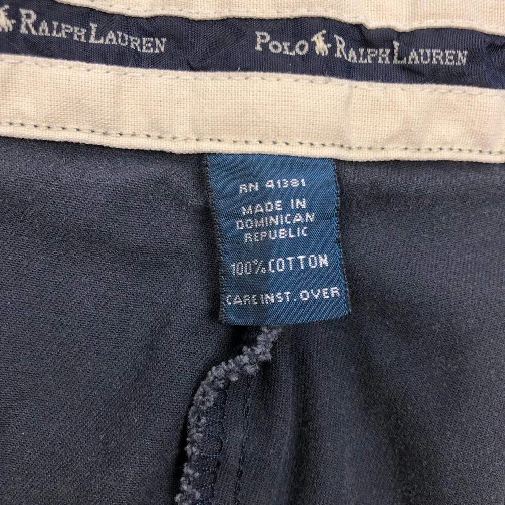 Vtg Polo Ralph Lauren Hammond Pant Mens 34x32 Navy Blue Pleated Cuffed Chinos